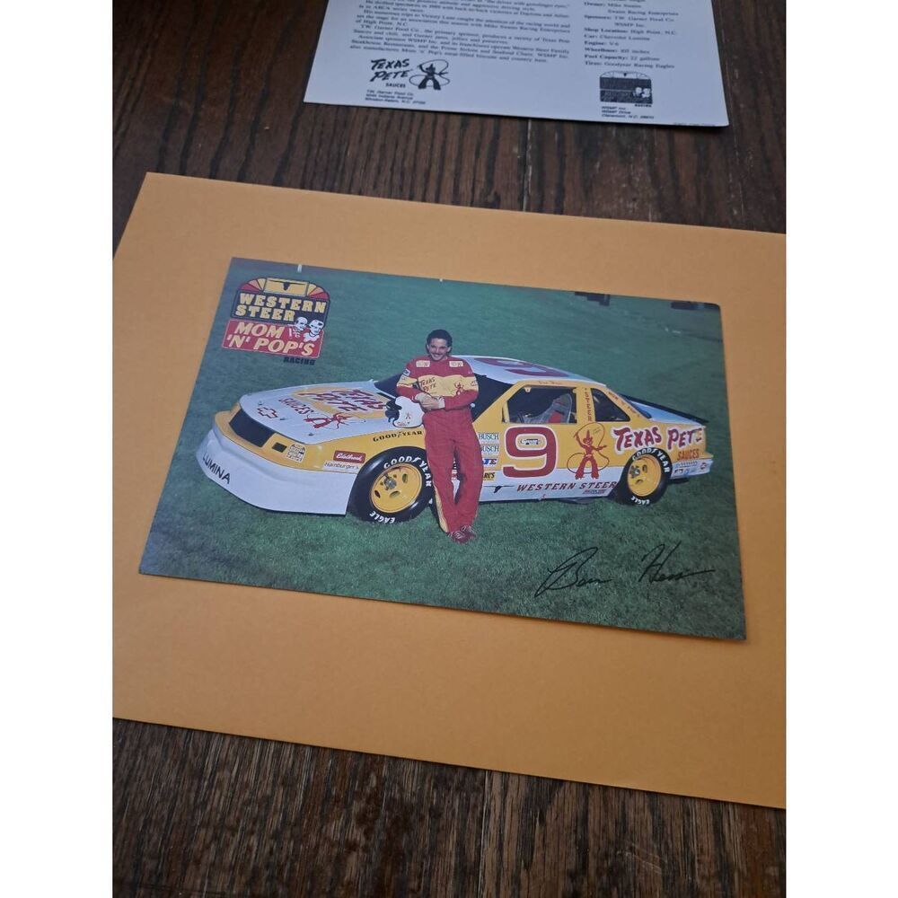 Vintage 1990 Ben Hess NASCAR Driver Card Texas Pete WSMP Western Steer 6x9 - Picture 1 of 2
